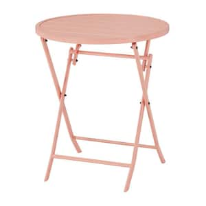 Mix and Match Peony Pink Round Steel Folding Outdoor Bistro Table