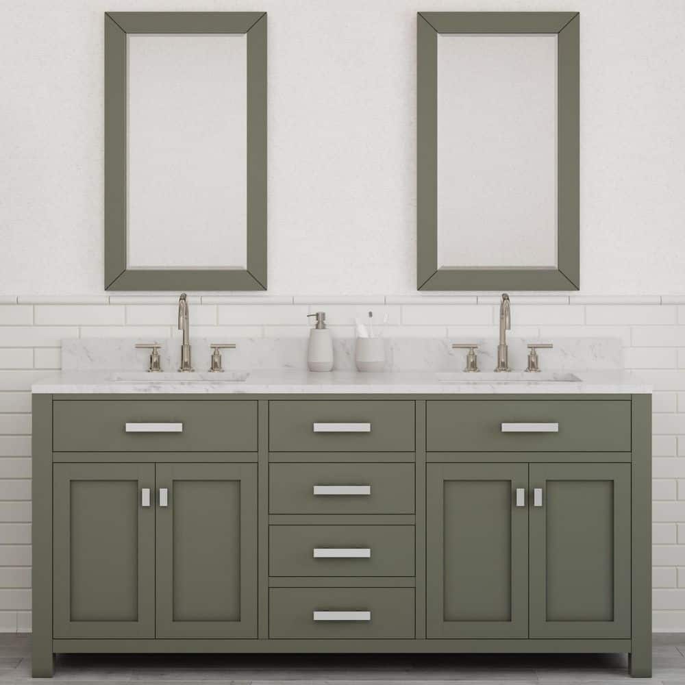 Madison 72" Glacial Green Double Sink Vanity with Marble Top