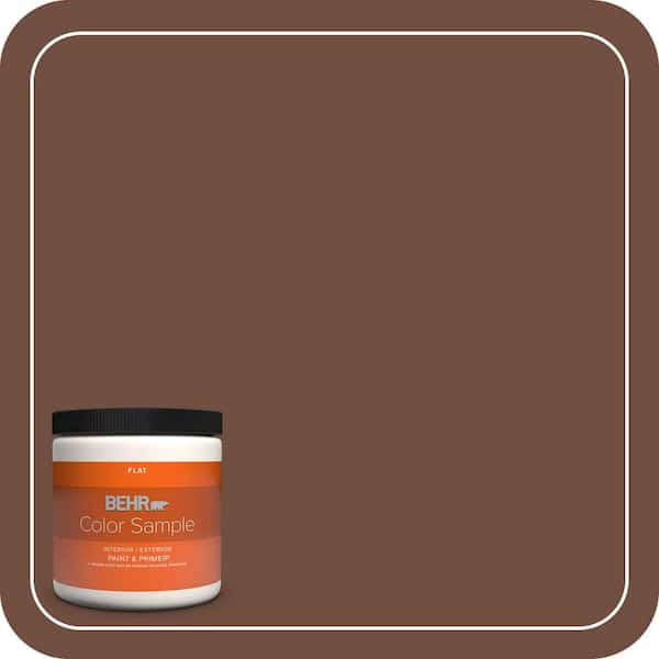 BEHR PREMIUM PLUS 8 oz. #N160-7 Brown Velvet Flat Interior/Exterior Paint & Primer Color Sample