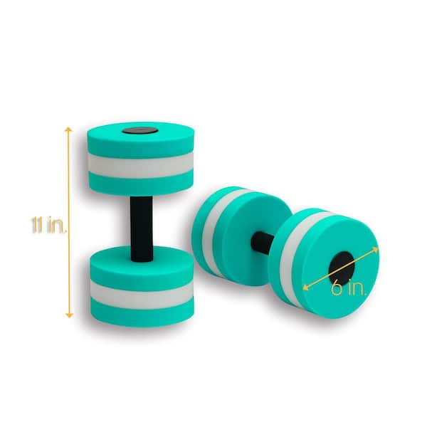 Light Weight Aquatic Exercise Dumbbells for Water Aerobics (Set of 2, Teal)