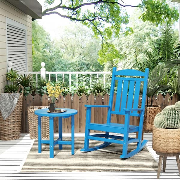 WESTIN OUTDOOR Kenly Pacific Blue 2-Piece Plastic Outdoor Rocking Chair Set
