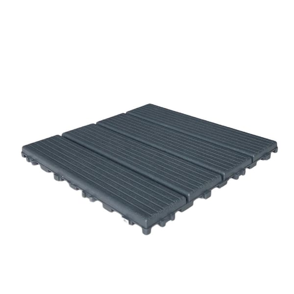 Unbranded Dark Gray Waterproof Patio Square Plastic Interlocking Deck Tiles (44-Pack) for Poolside Balcony Backyar