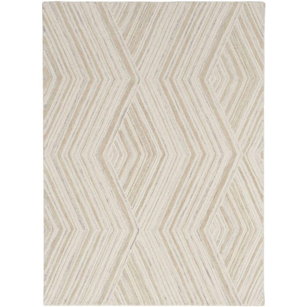 Nourison Graceful Ivory 4 ft. x 6 ft. Geometric Contemporary Area Rug