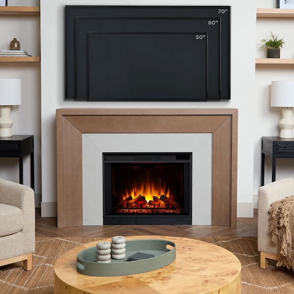 Real Flame Brooks 64 in. Freestanding Grand Electric Fireplace in