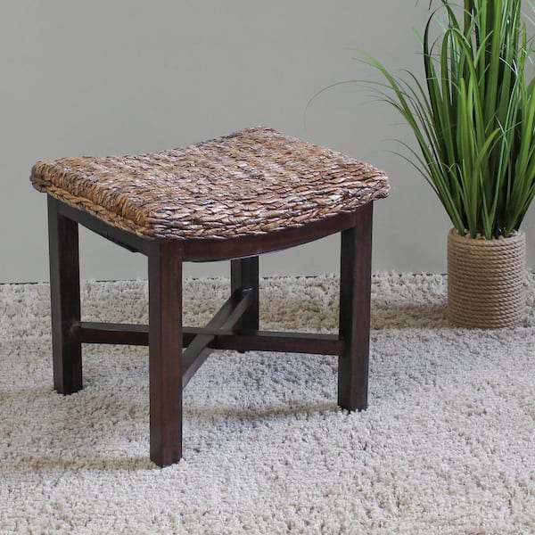 Arizona Abaca Square Cushioned Top Stool with Mahogany Feet SG-3352-SQ -  The Home Depot