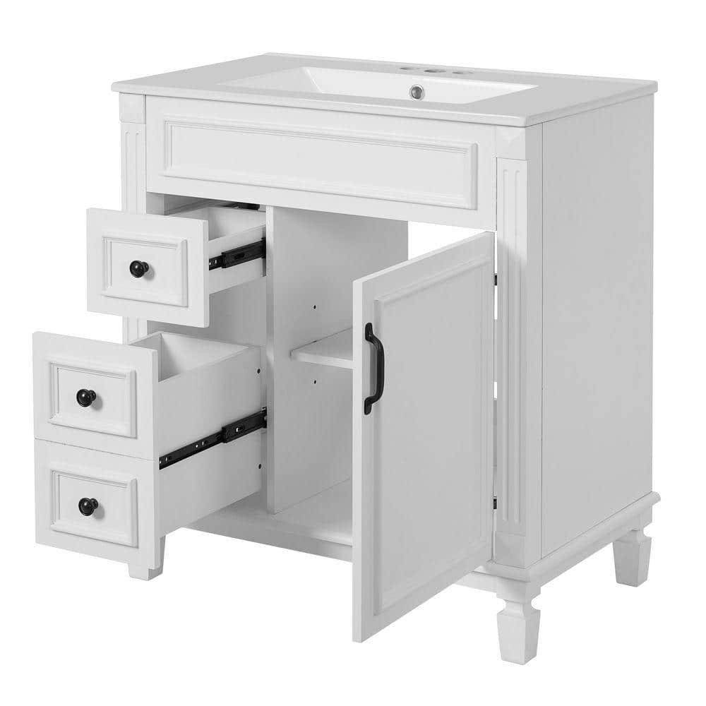 30 in. W x 18.4 in. D x 34 in. H Bathroom White Linen Cabinet