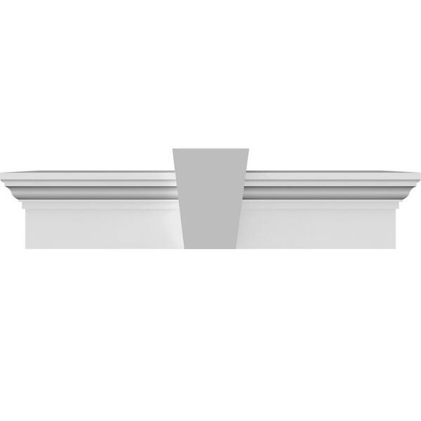 Ekena Millwork 1 in. x 34 in. x 6 in. Polyurethane Crosshead Moulding with Flat Keystone