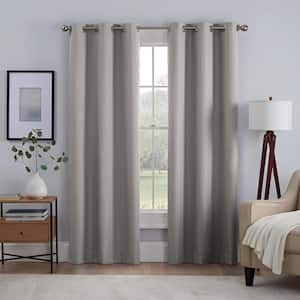 Khloe Grey Solid Polyester 40 in. W x 63 in. L Grommet Blackout Curtain Panel