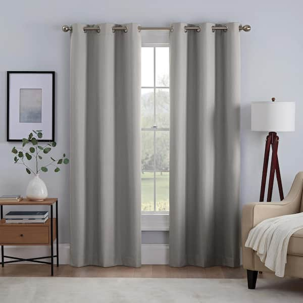 Eclipse Khloe Grey Solid Polyester 40 in. W x 95 in. L Grommet Blackout ...