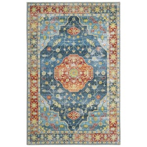 Orange/Blue 9 ft. x 12 ft. Persian Vintage Modern Area Rug