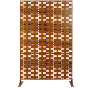 6.3 ft. H x 4 ft. W Brown Metal Privacy Screen Freestanding Decorative Privacy Screen for Patio (3-Panels)