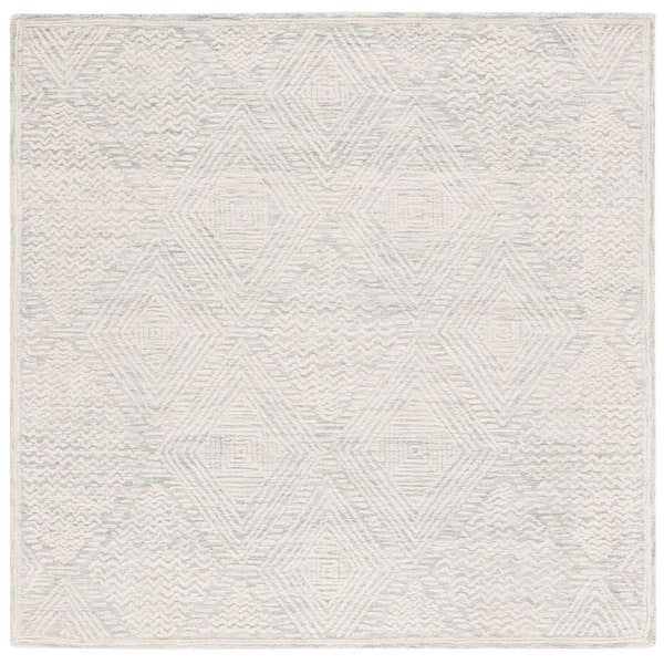 SAFAVIEH Textural 6 ft. x 6 ft. Gray/Ivory Diamond Square Area Rug