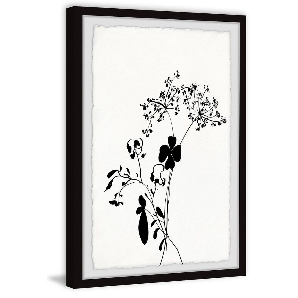 Black and White Floral Print Framed Wall Art