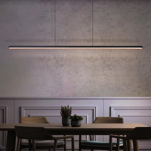 Neculina 40.9 in. 16W Integrated LED Black Linear Pendant Light with Dimmable Adjustable