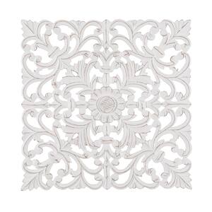 Fronti 23.5 in. x 23.5 in. White Medallion Wooden Wall Art/Sculptures