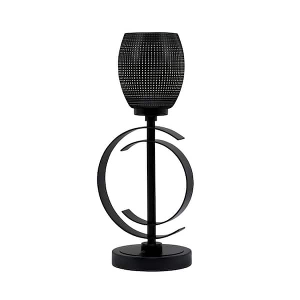 Unbranded Delgado 17 in. Matte Black Piano Desk Lamp with Black Matrix Glass Shade