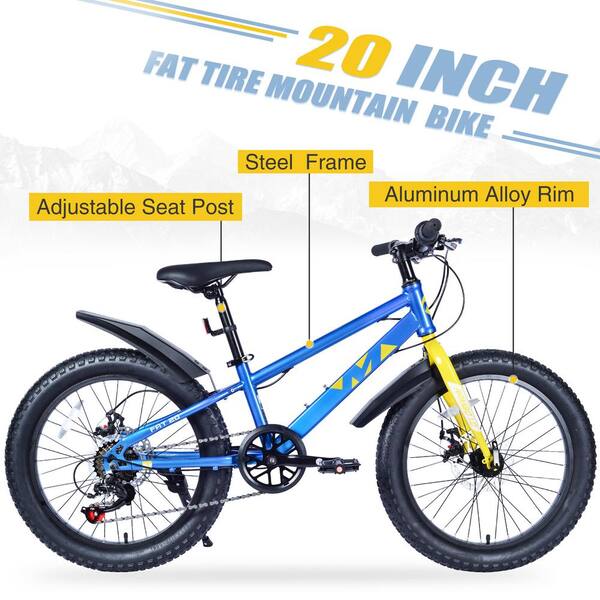 Sudzendf 20 in. Blue and Yellow Mountain Bike for Boys and Girls Age 7 Year To 10 Years 3075W5185 The Home Depot