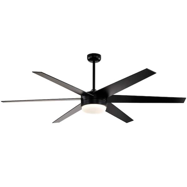 Edvivi 72 in. Matte Black Integrated LED 6-Speed Color Changing Indoor Ceiling Fan with Light and Remote