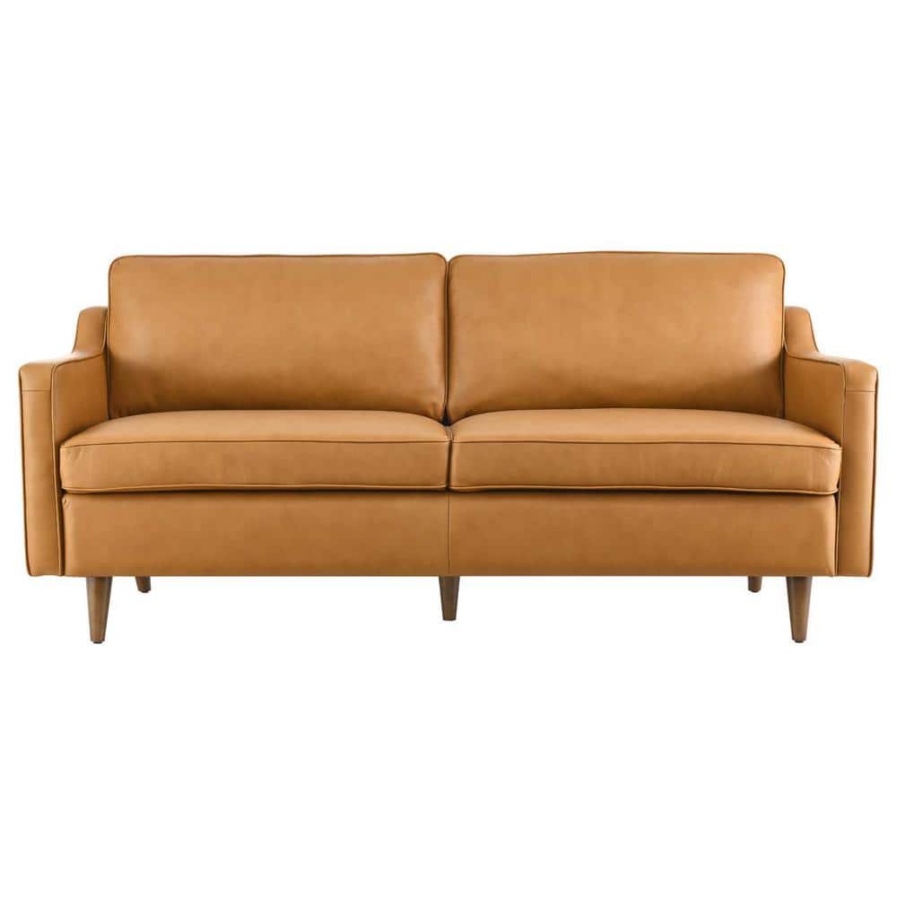 Impart 71'' Tan Genuine Leather Track Arm Sofa