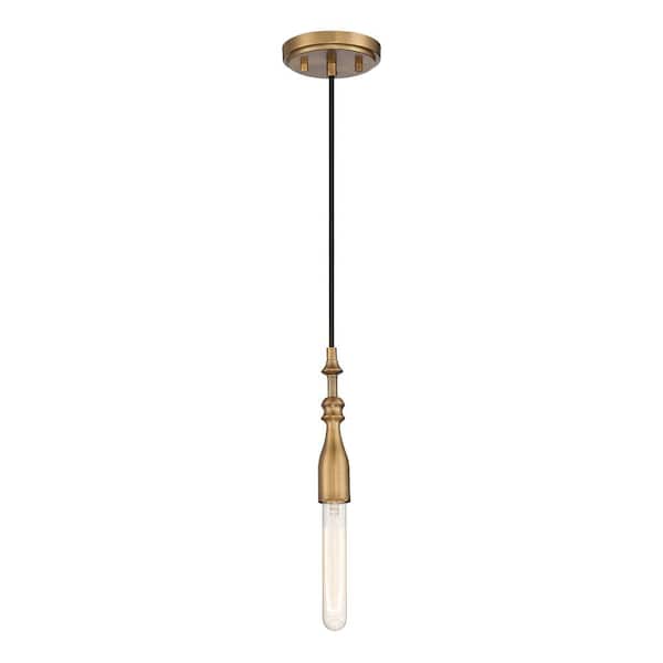 Designers Fountain Louise 60-Watt 1-Light Contemporary Old Satin Brass Pendant with Spindles