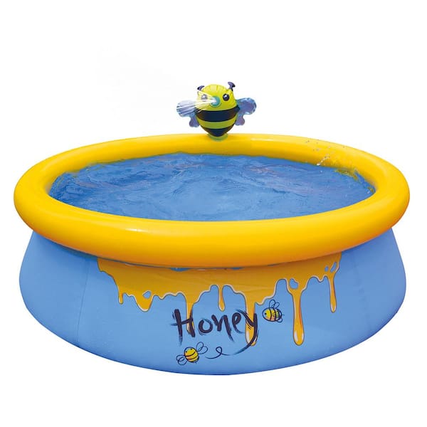 JLeisure Bee Spray 5 ft. Round 16.5 in. Deep 3D Above Ground Outdoor Backyard Inflatable Kiddie Pool