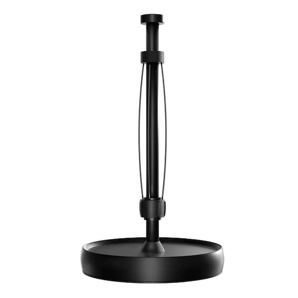 12.4 in. H x 6.9 in. W Black Paper Towel Holder Countertop with Ratchet Mechanism Steady Paper Towel Holder