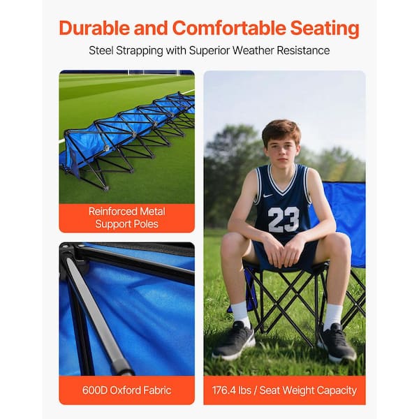 SKYSHALO Portable Folding Bench, 6-Seat Foldable Soccer Bench with