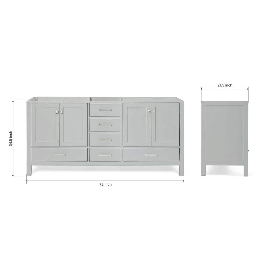 Cambridge 72" Grey Solid Wood Double Freestanding Vanity Cabinet