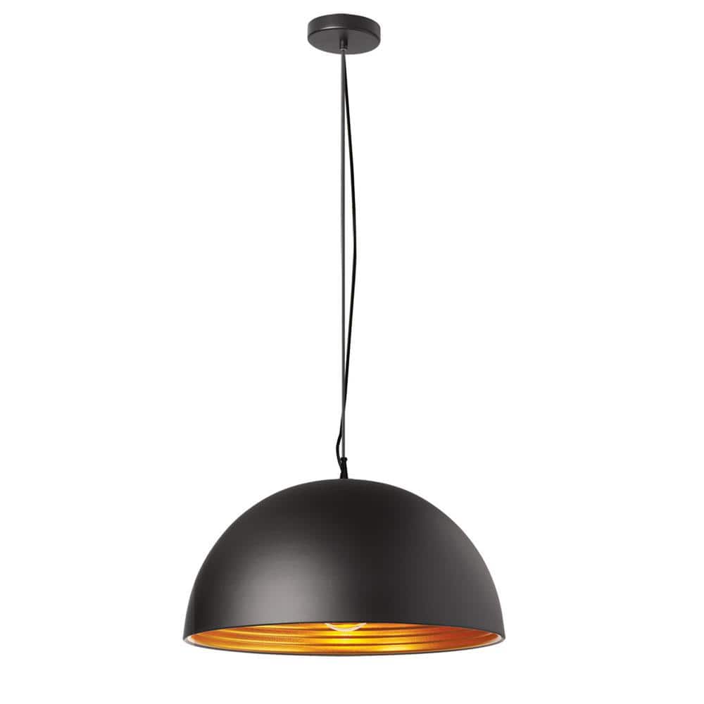 Helsinki 1-Light Matte Black Pendant with Metal Shade