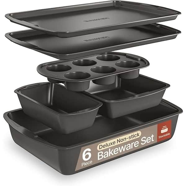 BakkenMaster 6 Piece Stackable Baking Pans - Gray