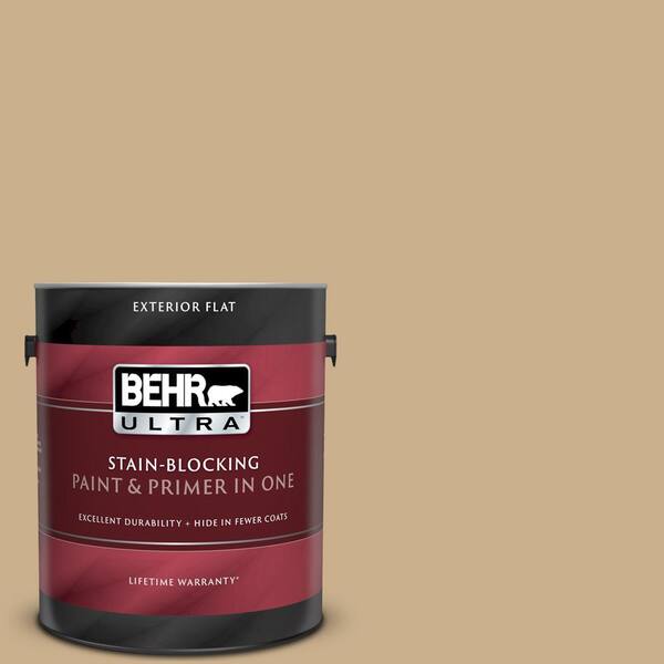 BEHR ULTRA 1 gal. #UL160-5 Raffia Ribbon Flat Exterior Paint and Primer in One