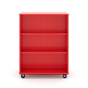 36 in. W x 48 in. H, Red, Open Double Sided Mobile Storage Locker Nursery Classroom Bookcase, Adjustable Shelves