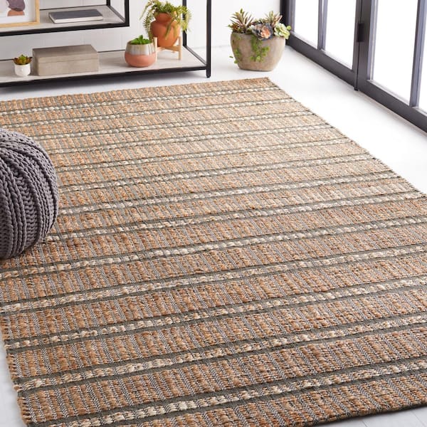 Natural Fiber Olive/Beige 8 ft. x 10 ft. Striped Woven Area Rug