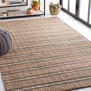 Natural Fiber Olive/Beige 9 ft. x 12 ft. Striped Woven Area Rug