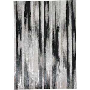 2 x 3 Black Silver and Gray Abstract Area Rug