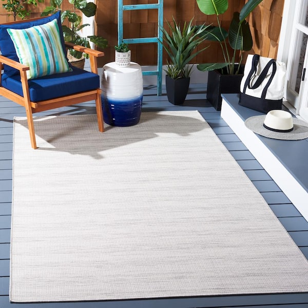Ivory/Gray Hampton 6 ft. x 10 ft. Faded Striped Indoor/Outdoor Area Rug