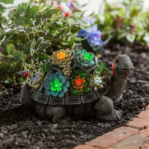 Home Garden Decor Turtle Outdoor With FLower Art Multi Color Big Size Used 