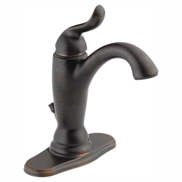 Delta Linden Single Hole Single-Handle Bathroom Faucet with Metal Drain Assembly in Venetian Bronze