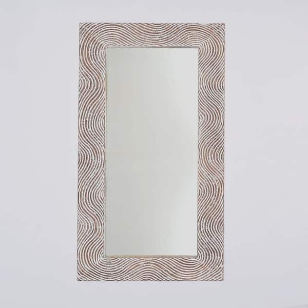 Brown 36 in W x 72 in. H Rectangular Wood Full Length Framed Mirror