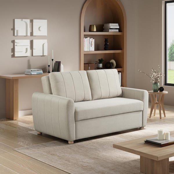 Giles 66.5 in. Beige Polyester Full Size Sofa Bed