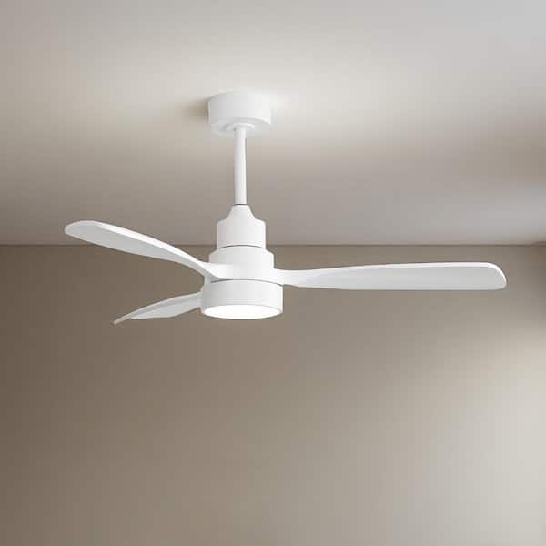AuraVista 52 in. Indoor White Wood Blades Ceiling Fan White Housing with LED Light Bulbs and Remote Control