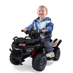 Kids Ride on ATV 4-Wheeler Quad Toy Car 6-Volt Kids ATV with Light and Music, Black