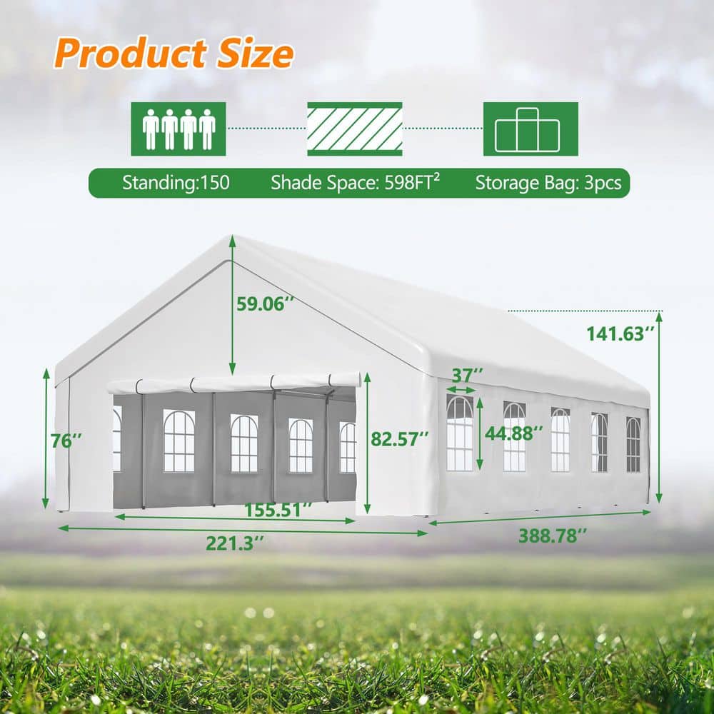 20x32 Ft White Heavy-Duty Outdoor Event Canopy Tent