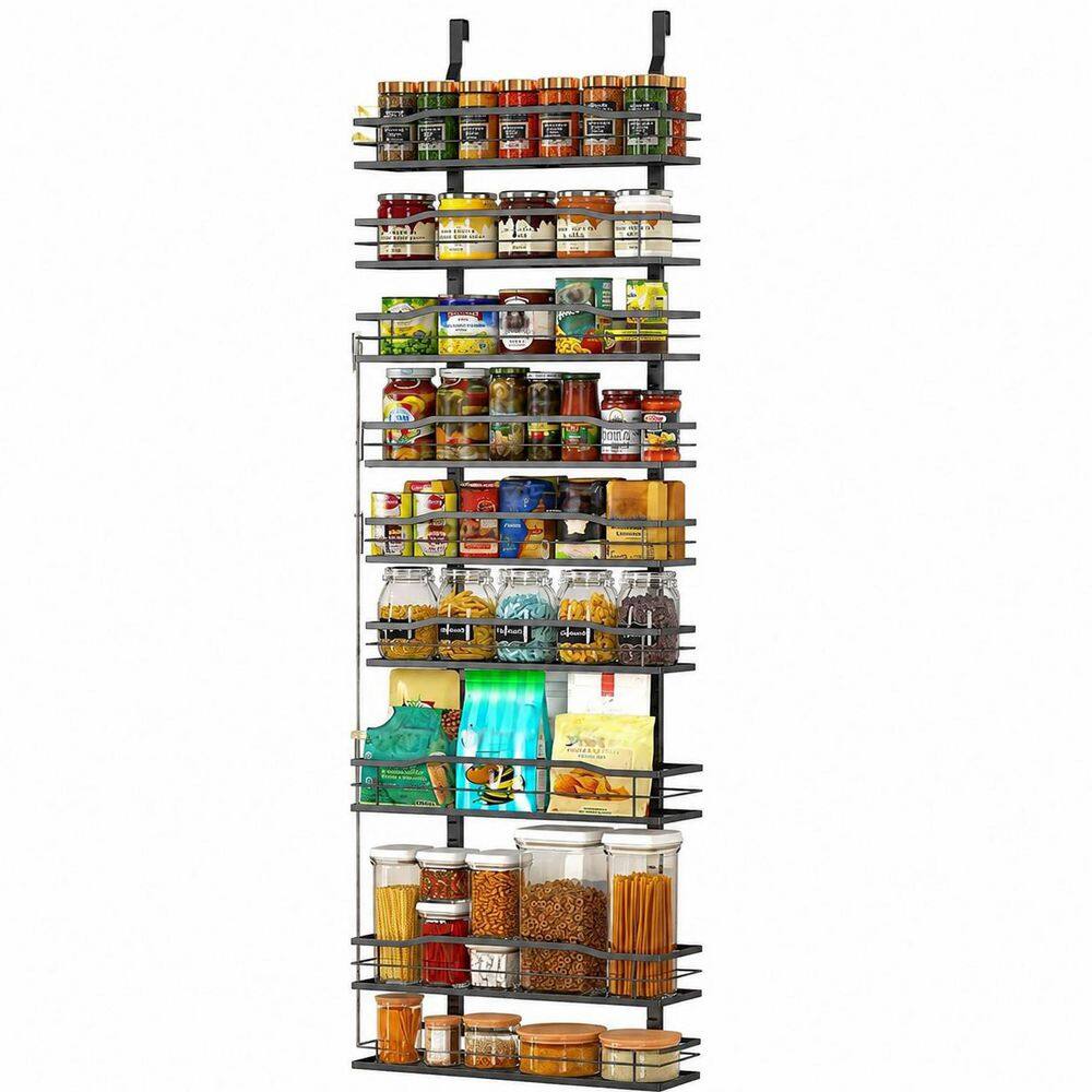 Black 9-Shelf Adjustable Over the Door Pantry Organizer Hanging Basket Rack for Storage