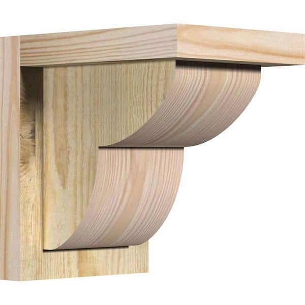 Ekena Millwork 6 in. x 8 in. x 8 in. Douglas Fir Crestline Rough Sawn Corbel with Backplate