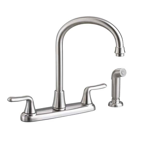 American Standard Colony Soft 2-Handle Standard Kitchen Faucet with Side Sprayer and Gooseneck Spout in Stainless Steel