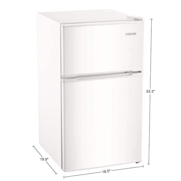 Vissani 3.2 cu. ft. Mini Refrigerator with 2 -Doors, Glass Shelves