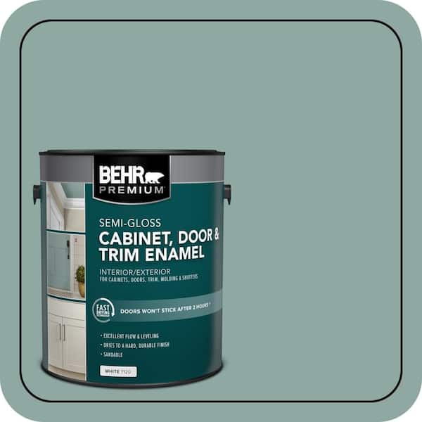 1 gal. #S430-4 Green Meets Blue Semi-Gloss Enamel Interior/Exterior Cabinet, Door & Trim Paint