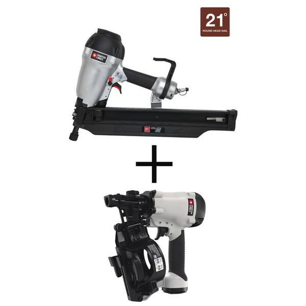 Porter-Cable Pneumatic 21-Degree 3-1/2 in. Full Round Framing Nailer and Pneumatic 15-Degree Coil Roofing Nailer