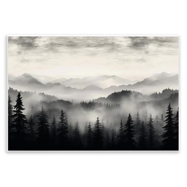 Stupell Industries Black and White Gradient Mountains by LSR Design Studio Unframed Nature Graphic Art Print 13 in. x 19 in.